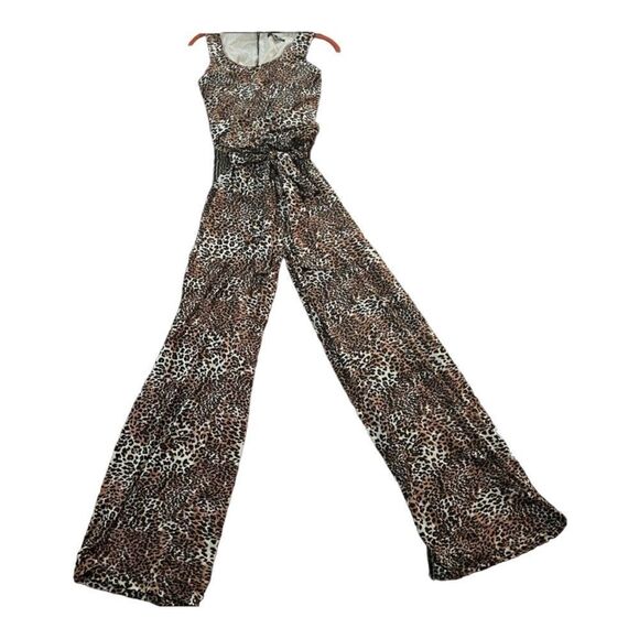 Tiana B. Animal Print Tank Jumpsuit with Keyhole Back & Tie Belt; SZ S; NWOT - Picture 3 of 9